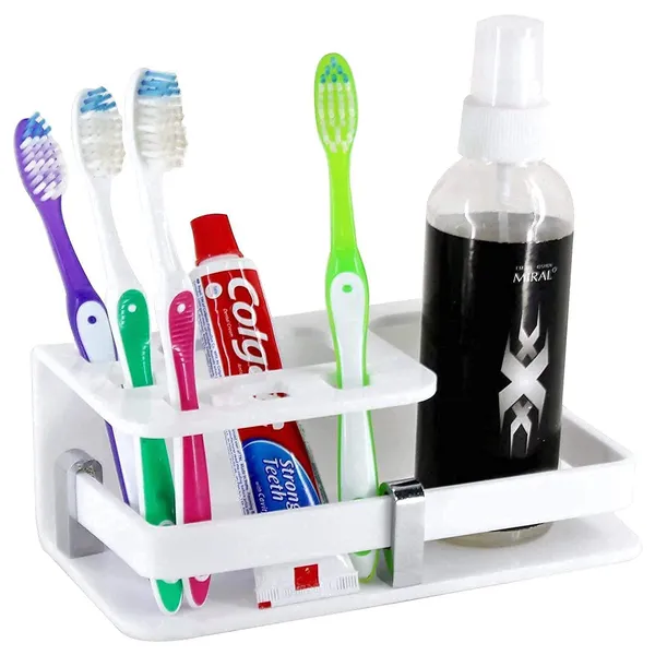 White_Wall_Mounted_Self_Adhesive_Acrylic_Tooth_Brush_Holder