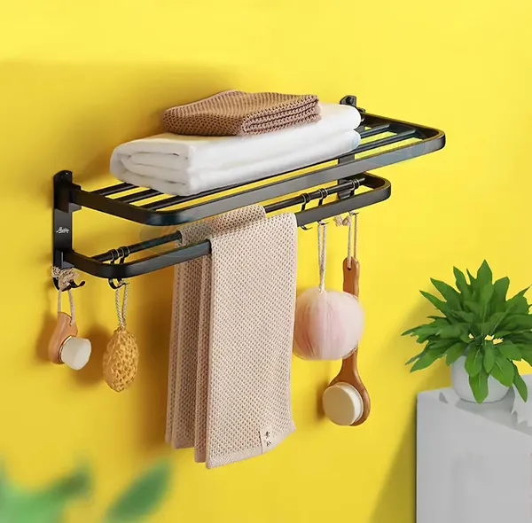 Matte_Black_Stainless_Steel_Dual_Folding_Towel_Rack_For_Bathroom_(24_Inch)