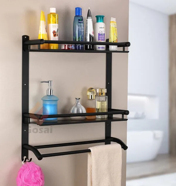 Matte_Black_Stainless_Steel_3_Layer_Bathroom_Shelf_With_Towel_Bar_And_Hook_(17_X_16_X_5_Inch)