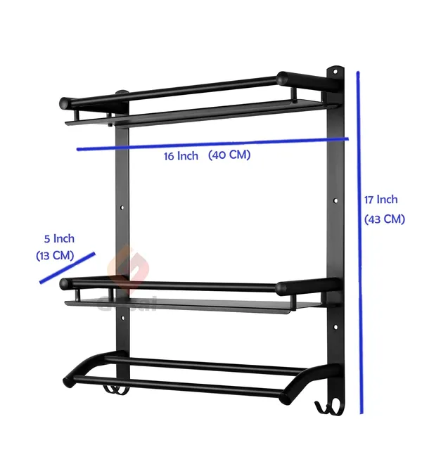Matte_Black_Stainless_Steel_3_Layer_Bathroom_Shelf_With_Towel_Bar_And_Hook_(17_X_16_X_5_Inch)