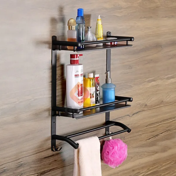 Matte_Black_Stainless_Steel_3_Layer_Bathroom_Shelf_With_Towel_Bar_And_Hook_(17_X_16_X_5_Inch)