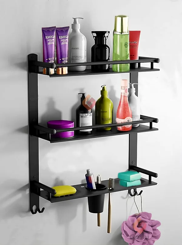 Matte_Black_3_Layer_Stainless_Steel_Bathroom_Shelf_With_2_Soap_Case,_1_Toothbrush_Holder_And_Hook_(17_X_16_X_5_Inch)