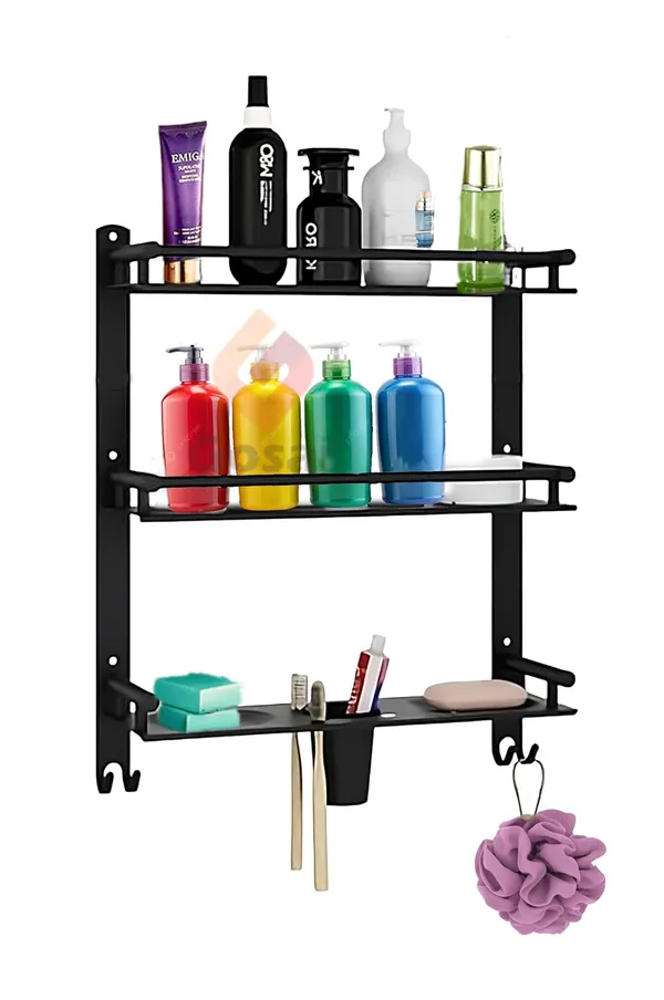 Matte_Black_3_Layer_Stainless_Steel_Bathroom_Shelf_With_2_Soap_Case,_1_Toothbrush_Holder_And_Hook_(17_X_16_X_5_Inch)