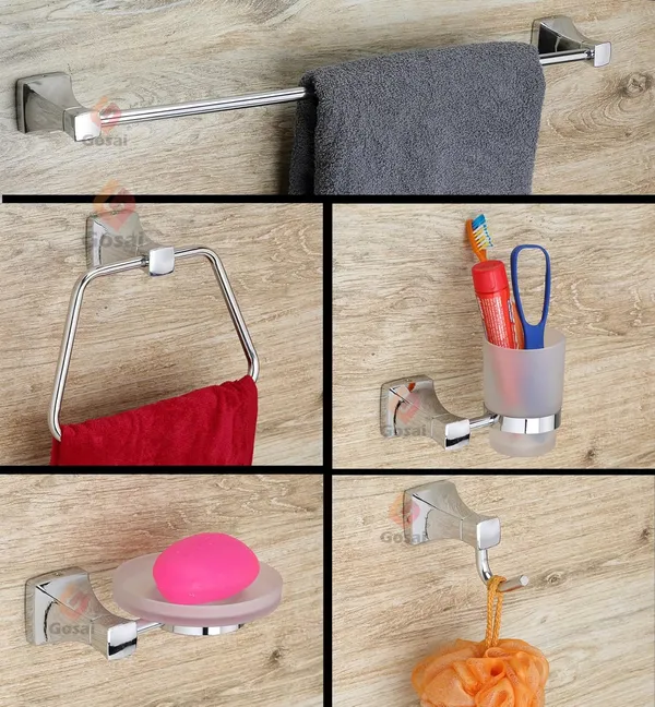 Chrome_Finish_Stainless_Steel_Designer_Pyramid_Bathroom_Set_(Towel_Rod_|_Towel_Ring_|_Soap_Dish_|_Toothbrush_Holder_|_Rob_Hook)_(Pack_Of_5_Pcs)_(Towel_Rod_24_Inch)