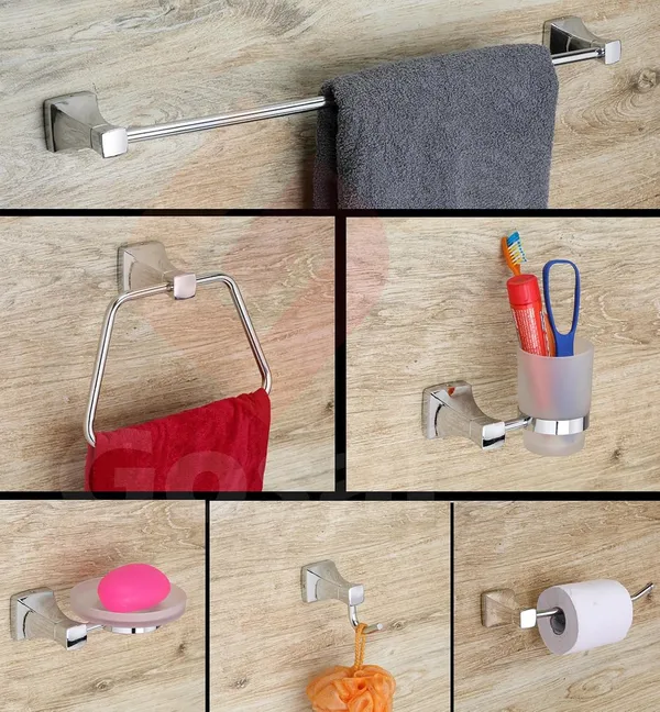 Chrome_Finish_Stainless_Steel_Designer_Pyramid_Bathroom_Set_(Towel_Rod_|_Towel_Ring_|_Soap_Dish_|_Toothbrush_Holder_|_Rob_Hook_|_Paper_Holder)_(Pack_Of_6_Pcs)_(Towel_Rod_24_Inch)