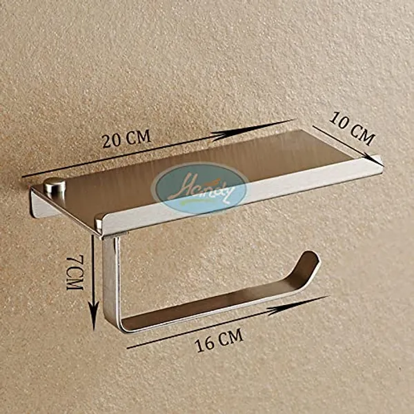 Silver_Wall_Mounted_Stainless_Steel_Toilet_Paper_Roll_Holder_With_Shelf__(8_Inch)