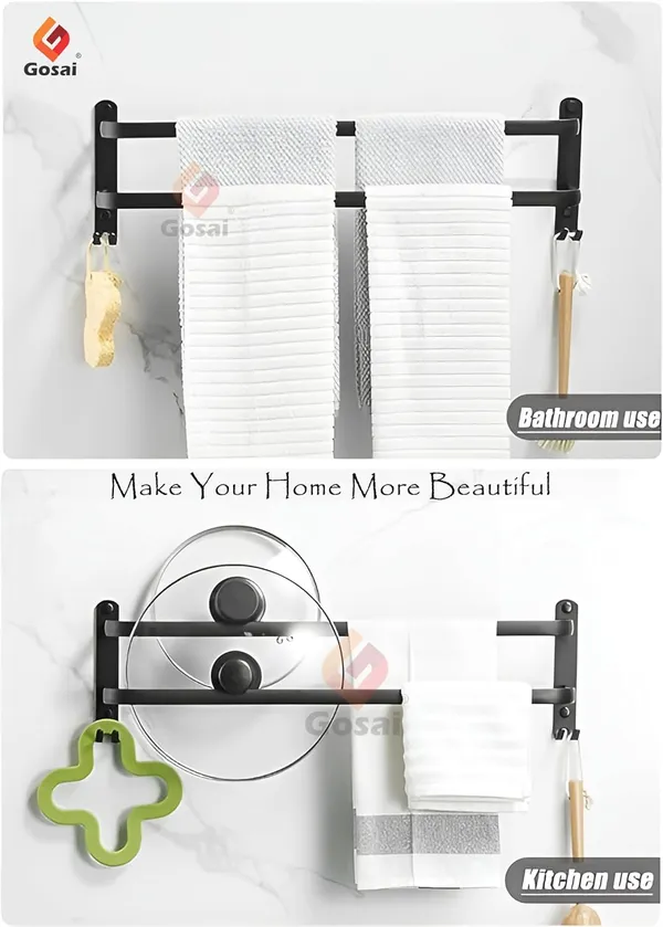 Matte_Black_Self_Adhesive_Stainless_Steel_Towel_Rack_With_Hook_(2_Layer_|_16_Inch)