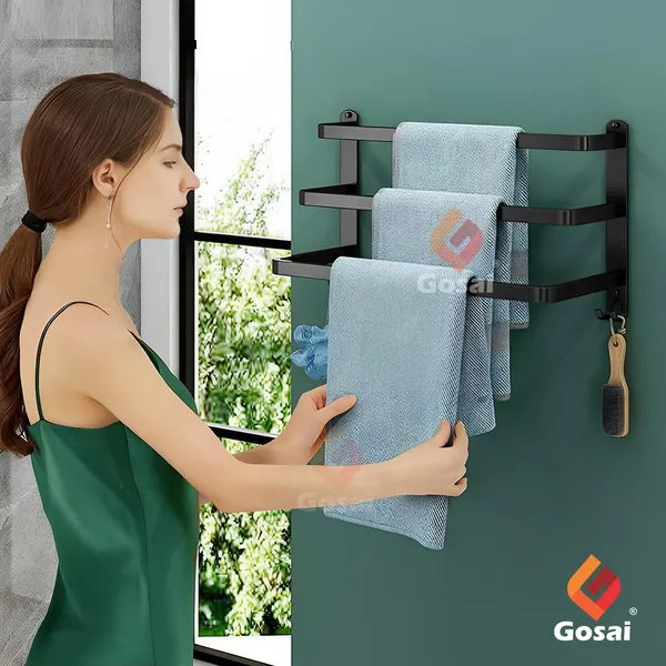 Matte_Black_Self_Adhesive_Stainless_Steel_Towel_Rack_With_Hook_(3_Layer_|_16_Inch)