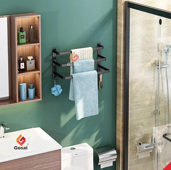 Matte_Black_Self_Adhesive_Stainless_Steel_Towel_Rack_With_Hook_(3_Layer_|_16_Inch)