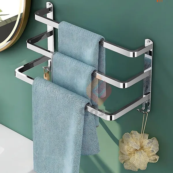 Silver_Self_Adhesive_Stainless_Steel_Towel_Rack_With_Hook_(3_Layer_|_16_Inch)