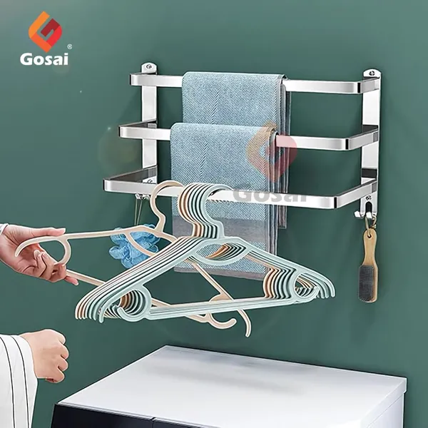 Silver_Self_Adhesive_Stainless_Steel_Towel_Rack_With_Hook_(3_Layer_|_16_Inch)
