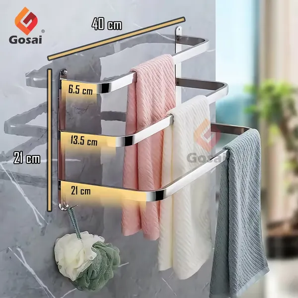 Silver_Self_Adhesive_Stainless_Steel_Towel_Rack_With_Hook_(3_Layer_|_16_Inch)