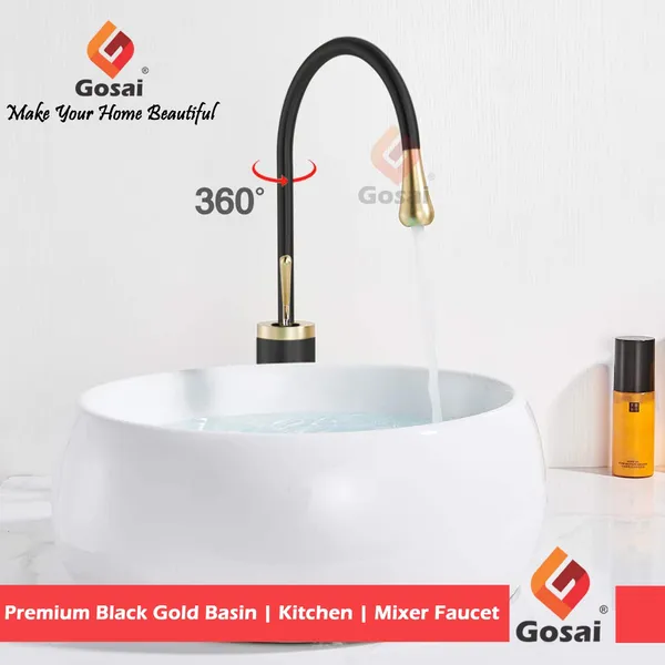 Golden_Black_Luxurious_Brass_Slim_Single_Lever_Wash_Basin_Faucet_Mixer_With_Connection_Pipe_(24_Inch)