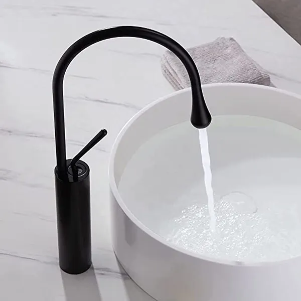 Matte_Black_Luxurious_Brass_Slim_Single_Lever_Wash_Basin_Faucet_Mixer_With_Connection_Pipe_(24_Inch)