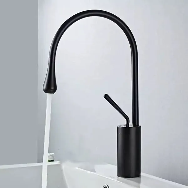 Matte_Black_Luxurious_Brass_Slim_Single_Lever_Wash_Basin_Faucet_Mixer_With_Connection_Pipe_(24_Inch)