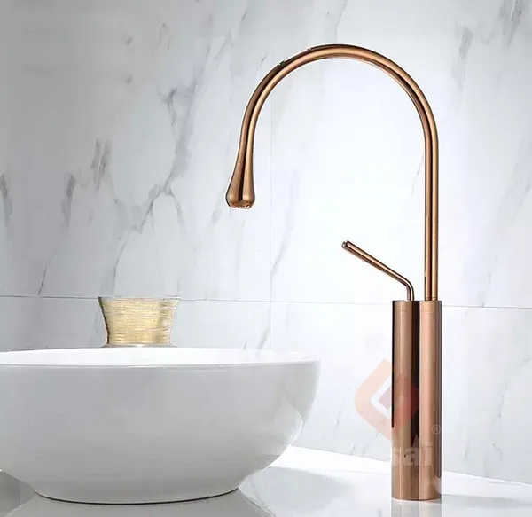 Rose_Gold_Luxurious_Brass_Slim_Single_Lever_Wash_Basin_Faucet_Mixer_With_Connection_Pipe_(24_Inch)