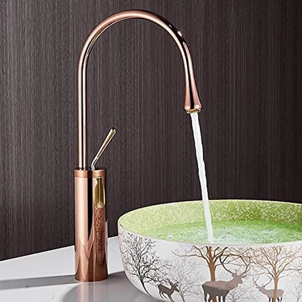 Rose_Gold_Luxurious_Brass_Slim_Single_Lever_Wash_Basin_Faucet_Mixer_With_Connection_Pipe_(24_Inch)