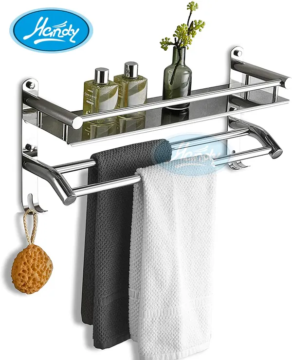 Silver_Stainless_Steel_Bathroom_Shelf_With_Towel_Rod_And_Hook_(16_X_5_X_9_Inch)
