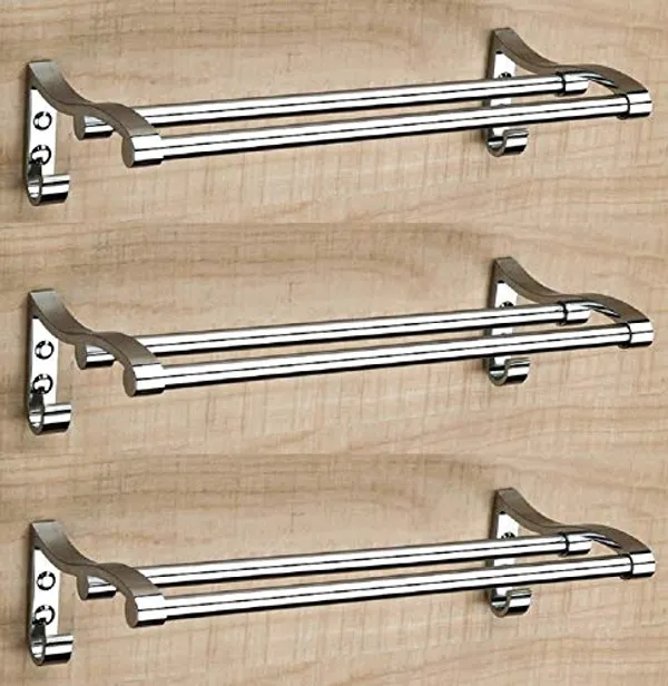 Silver_Stianless_Steel_Bathroom_Double_Towel_Rod_With_Hook_Pack_Of_3
