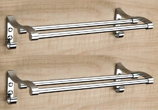 Silver_Stianless_Steel_Bathroom_Double_Towel_Rod_With_Hook_Pack_of_2
