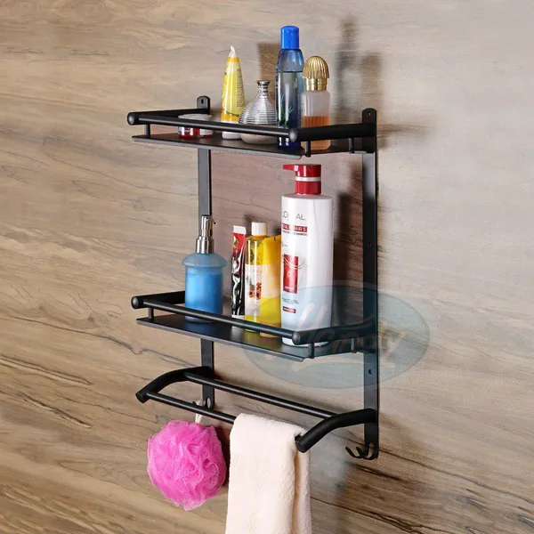 Black_Stainless_Steel_Bathroom_Shelf_With_Towel_Rod_And_Hook_(17_X_16_X_5_Inch)
