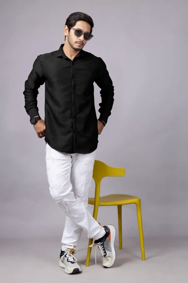 Black_Color_Full_Sleeve_Self_Design_Casual_Mens_Shirt