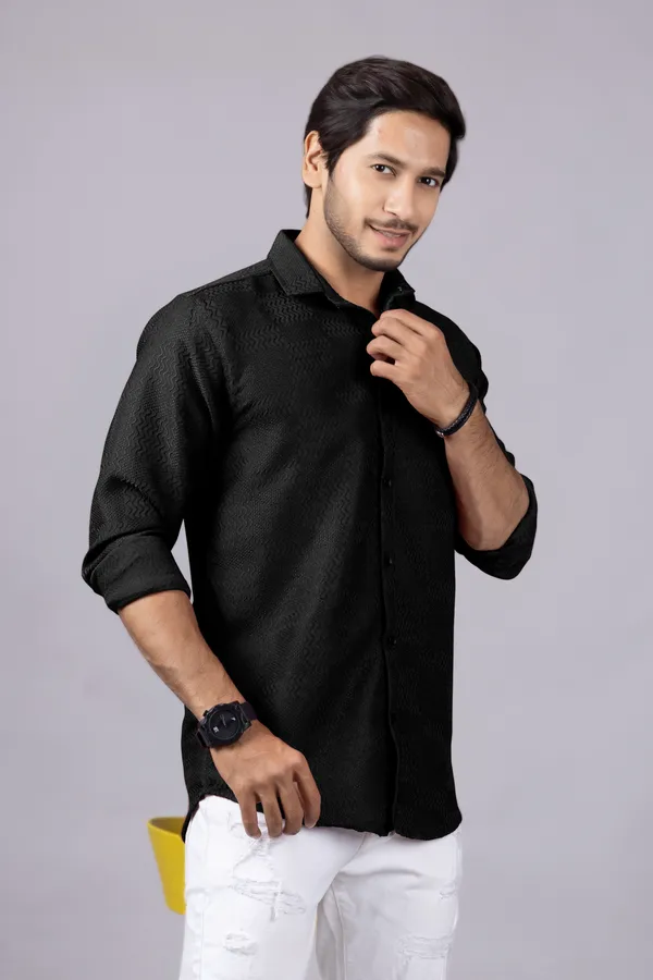 Black_Color_Full_Sleeve_Self_Design_Casual_Mens_Shirt