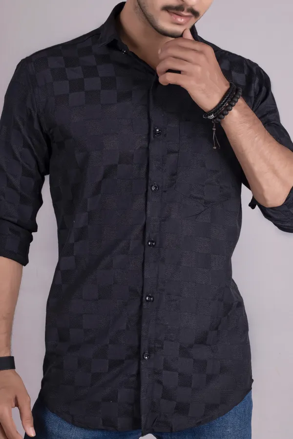 Black_Cotton_Casual_Roll_Up_Sleeve_Printed_Shirt