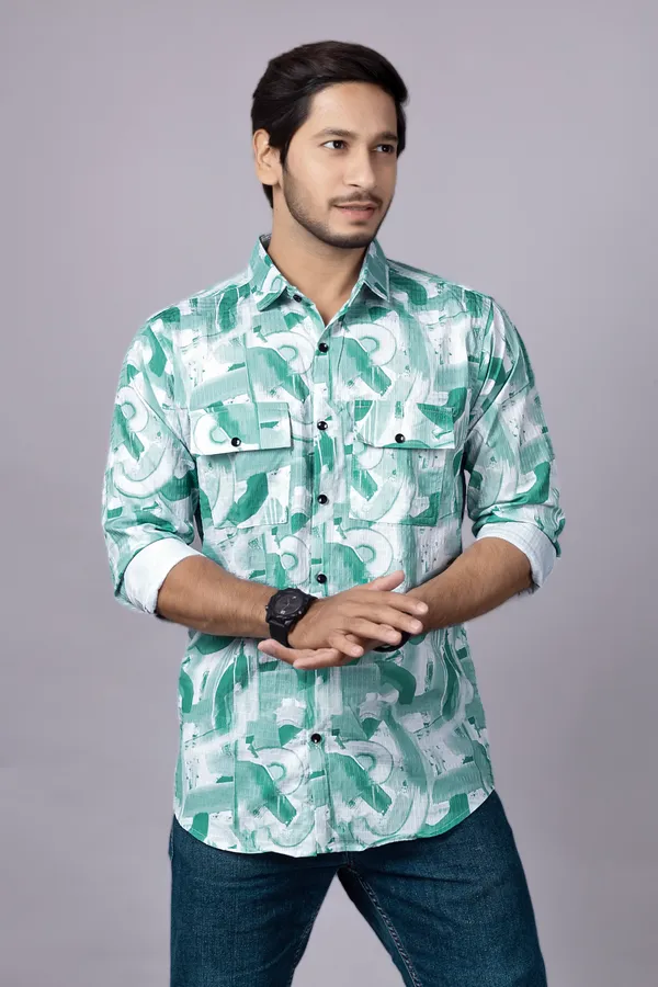 Light_Green_Casual_Printed_Full_Sleeve_Double_Pocket_Shirt