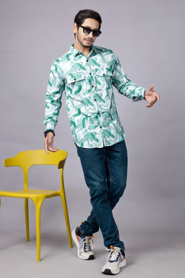 Light_Green_Casual_Printed_Full_Sleeve_Double_Pocket_Shirt