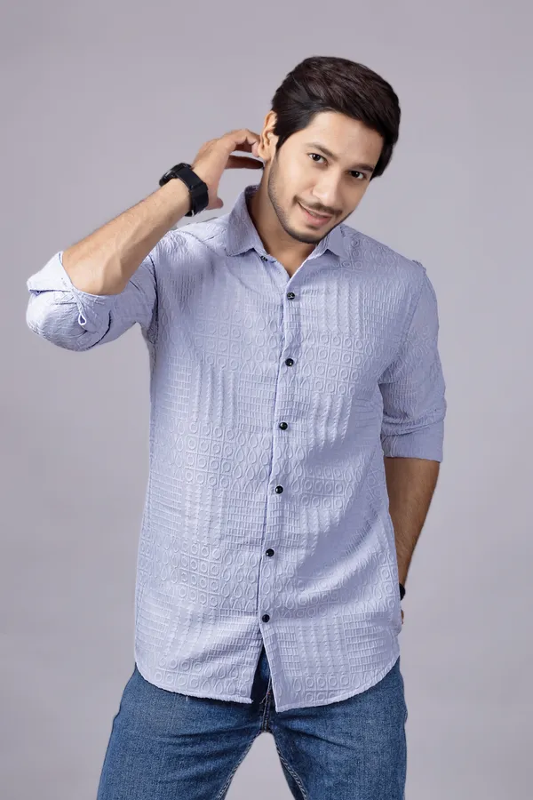 Purple_Casual_Roll_Up_Sleeve_Solid_Printed_Men_Shirt