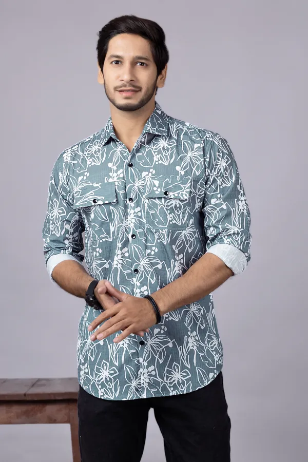 Teal_Casual_Printed_Full_Sleeve_Double_Pocket_Shirt
