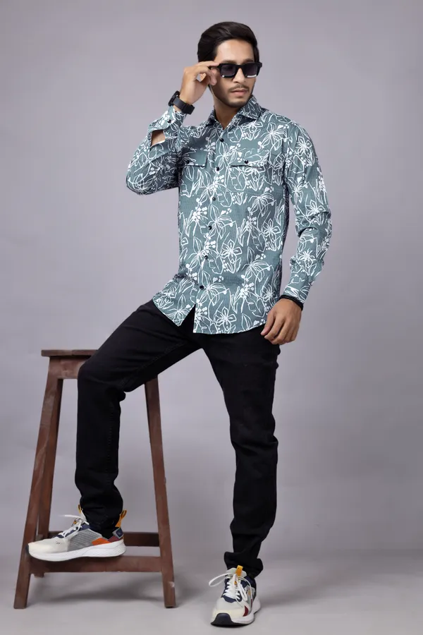 Teal_Casual_Printed_Full_Sleeve_Double_Pocket_Shirt