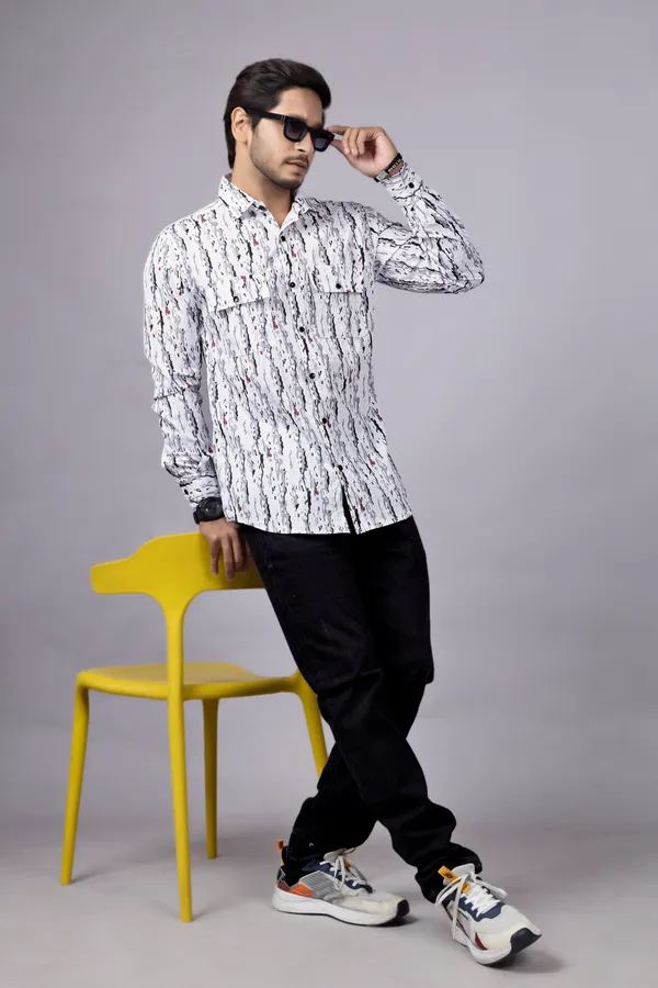 White_Casual_Printed_Full_Sleeve_Double_Pocket_Shirt