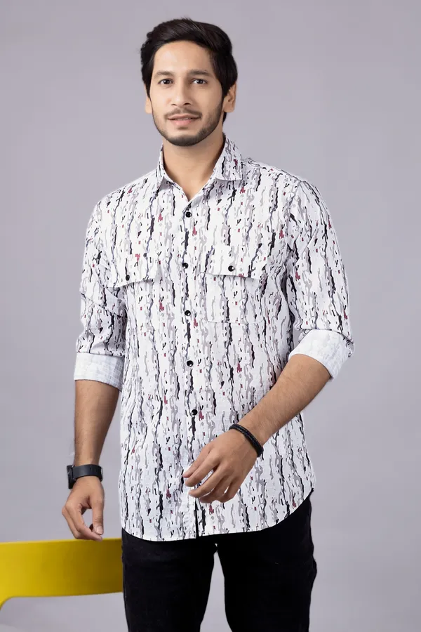 White_Casual_Printed_Full_Sleeve_Double_Pocket_Shirt