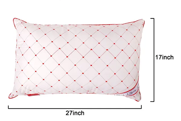 White_With_Red_Embroidery_Outer_Cover_Comfortable_Supportive_Pillow_For_Linens_&_Bedding_Bedding_(17x27_inch)