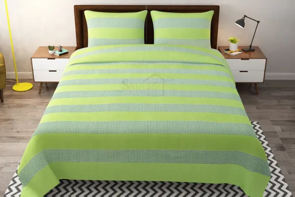 Pista_Green_Stripe_With_Net_Design_Bed_Sheet_With_Pillow_Cover_(90X100_Inch)