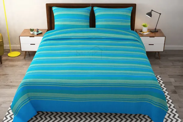 Blue_&_Green_Stripe_100%_Cotton_Bed_Sheet_With_Pillow_Covers_(90X100_Inch)
