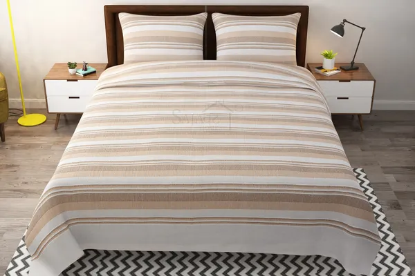 Cream_Brown_Stripe_100%_Cotton_Bed_Sheet_With_Pillow_Covers_(90X100_Inch)