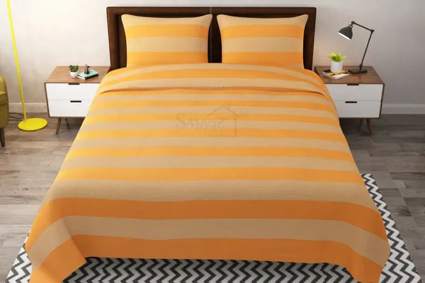 Dark_Orange_&_White_Stripe_Double_Bed_Sheet_With_Pillow_Covers_(90X100_Inch)