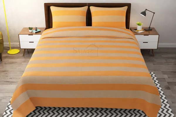 Orange_&_White_Stripe_Double_Bed_Sheet_With_Pillow_Covers_(90X100_Inch)