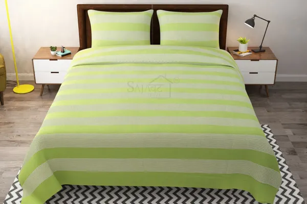 Pista_Green_&_White_Stripe_Double_Bed_Sheet_With_Pillow_Covers_(90X100_Inch)
