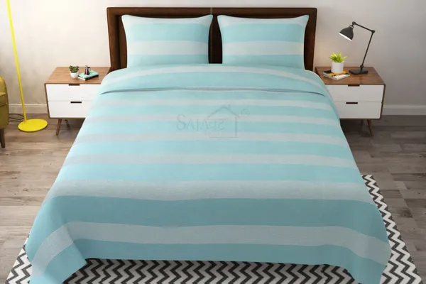 Sky_Blue_&_White_Stripe_Double_Bed_Sheet_With_Pillow_Covers_(90X100_Inch)