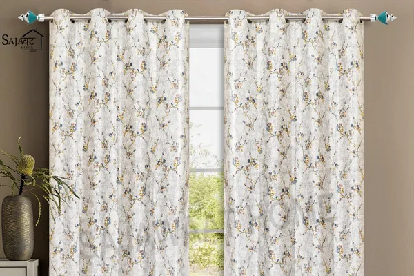 Grey_Floral_Print_Textured_Curtain