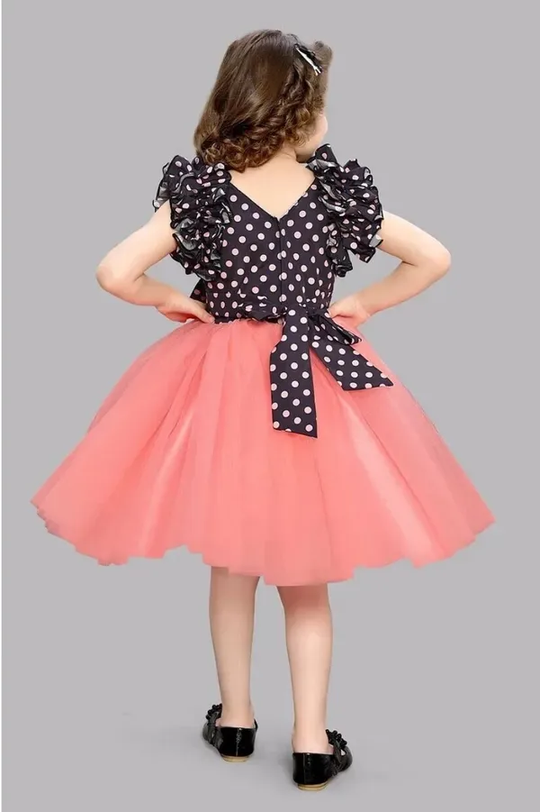 Peach_Cotton_Blend_Net_V-Neck_Casual_Fit_And_Flare_Dress_For_Girls