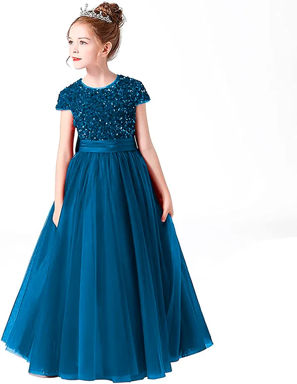 Morpichh_Fancy_Stylish_Party_Wear_Short_Sleeve_Embroidered_Work_Long_Gown_Dress_For_Girls
