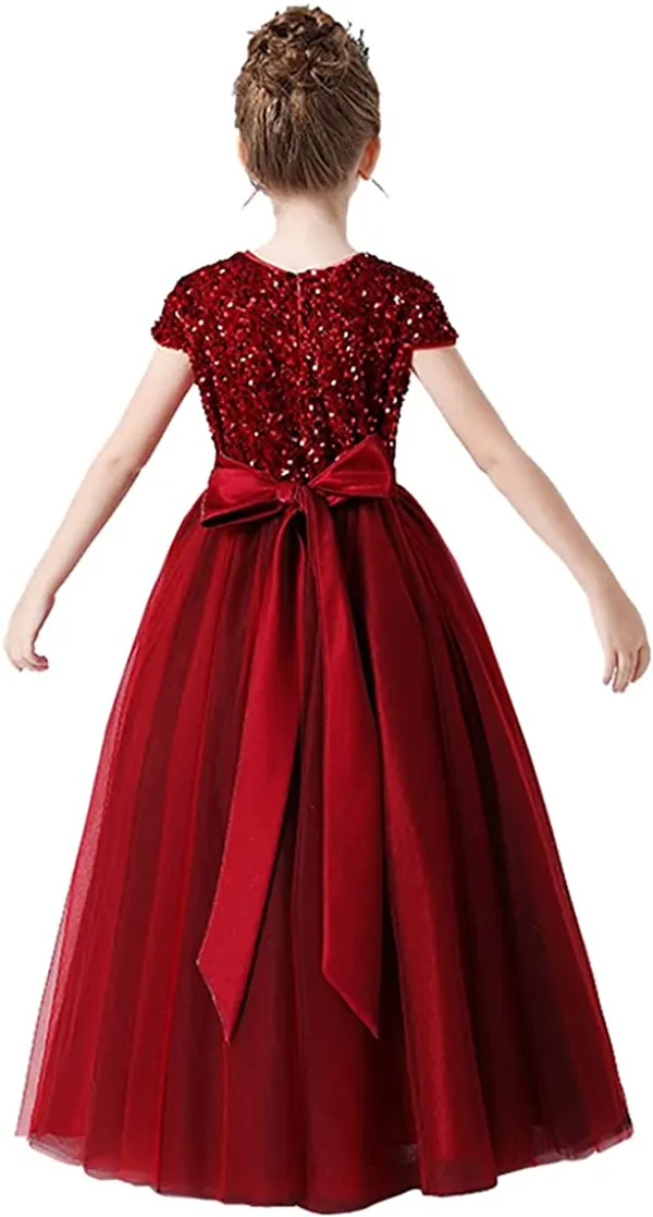 Red_Fancy_Stylish_Party_Wear_Short_Sleeve_Embroidered_Work_Long_Gown_Dress_For_Girls