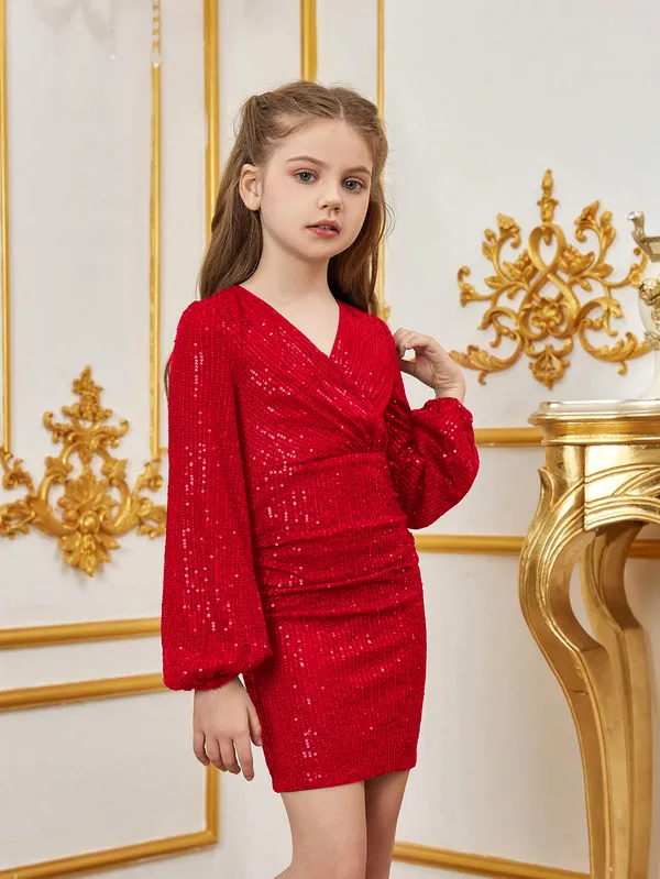 Red_Party_Wear_Knee_Length_Dress_For_Girls
