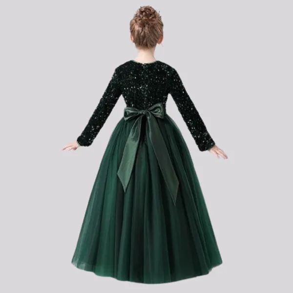 Green_Royal_Sequin_Work_Full_Length_Western_Wear_Dress_For_Girls