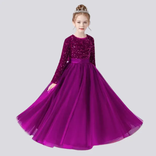 Purple_Royal_Sequin_Work_Full_Length_Western_Wear_Dress_For_Girls